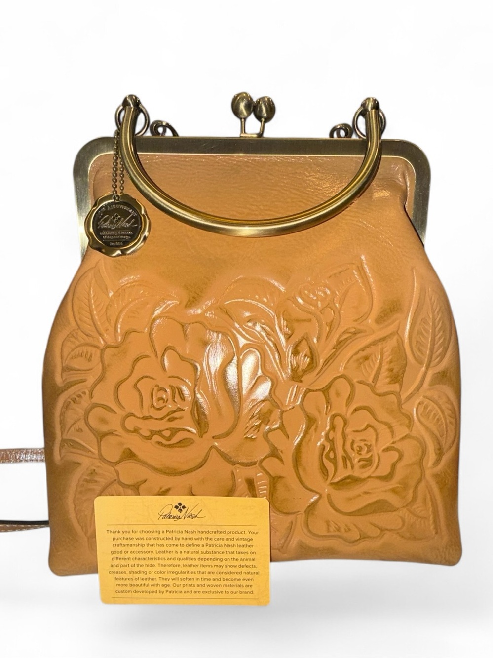 PATRICIA NASH Floral Tooled Novella Frame Kiss Lock Bag - NWOT